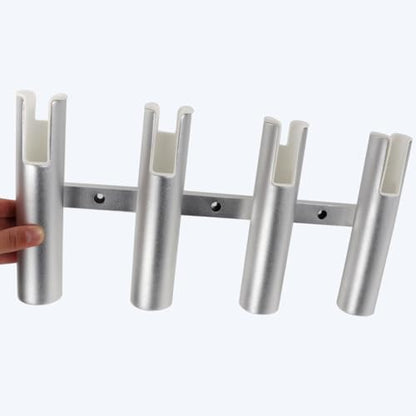 2PCS 4-Tube Aluminum Fishing Rod Holder for Boat, Wall-Mounted Fishing Pole Roof Rod Rack, Surf Fishing Rod Holder for Truck, Boats & Yacht - color: Silver