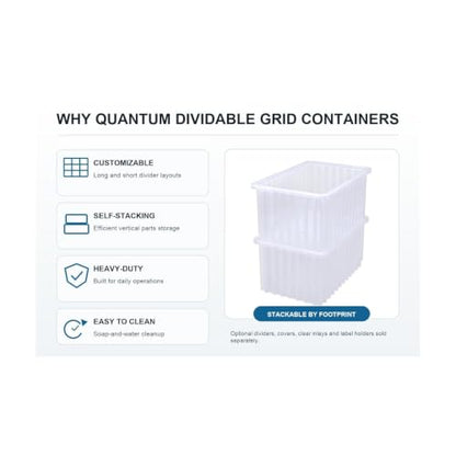QUANTUM STORAGE SYSTEMS DG91050BL Dividable Grid Storage Container, Heavy-Duty Stackable Plastic Parts Bin for Warehouse, Assembly & Industrial Organization, 10-7/8" x 8-1/4" x 5", Blue, 20-Pack