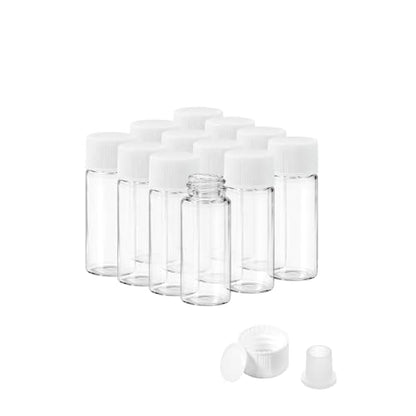 12PCS 4ml Clear Glass Small Vials with White Screw Caps & Plastic Stoppers - color: CLEAR, size: 4ml