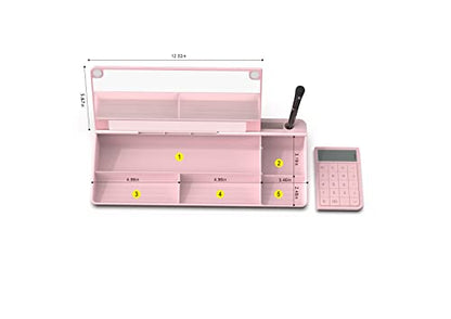 TOWON Glass Desk Whiteboard with Calculator 17x6 in, Desk Organizer, Pink - color: Cal Pink