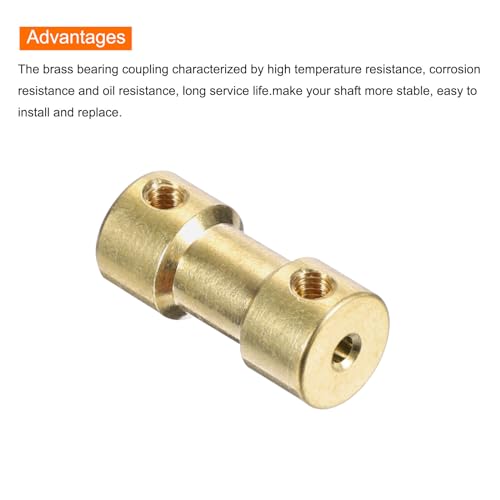 MECCANIXITY 6pcs 2mm to 2mm Brass Shaft Coupling Joint Connector with Screws and Hex Wrench Flexible Motor Shaft Coupler for Car Wheels Tires Shaft Motor - size: 2mm to 2mm
