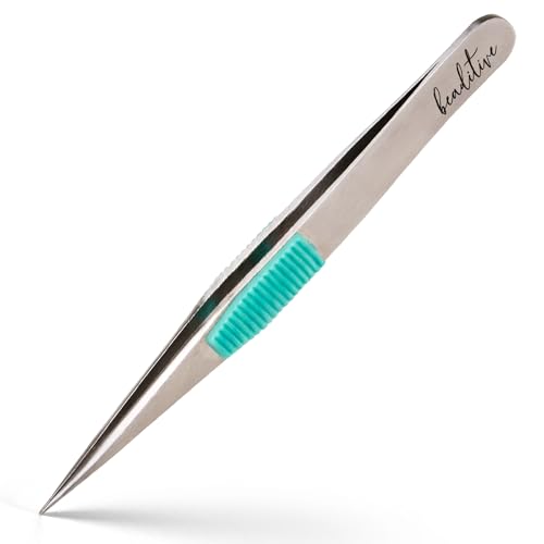 Beaditive High Precision Heavy-Duty Tweezers With Cushion - 4.7" Craft Tweezers for Sewing, Beading & DIY Crafts - Non-Serrated, Fine Point Tips - Stainless Steel Needle Nose Hobby Tweezers (Teal) - color: Teal
