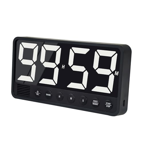 Digital Kitchen Timer with Extra Large LED Display Black - color: Black