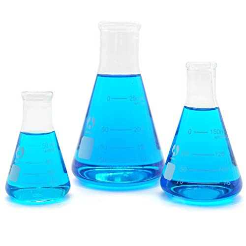 50ml 150ml 250ml Narrow Mouth Graduated Erlenmeyer Flasks - size: 50ml+100ml+250ml