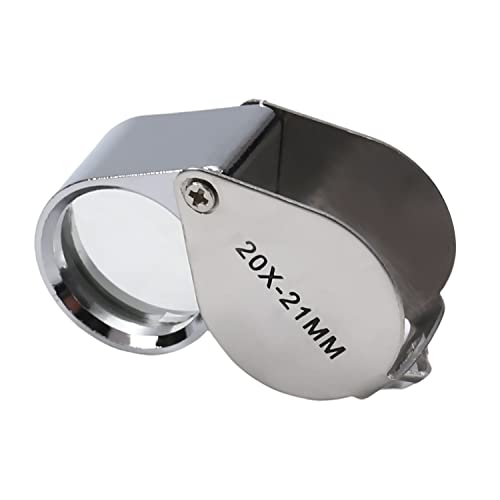 Othmro 1Pcs Magnifying Glass, Mini Microscope Jewelry Eye Loupe Magnifier Magnifying Glass Powerful Doublet, Chrome Plated, Round Body Jewel Loup, 21 mm,20X 2000%,Silver,for Antiques, Coins - color: 20x/21mm