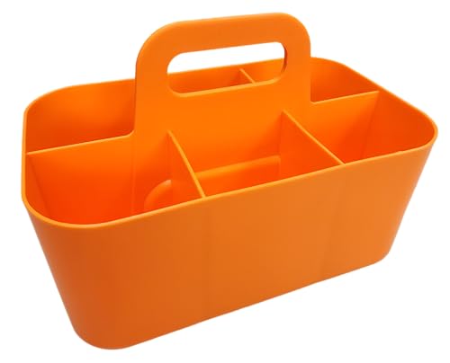 Small Stackable and Portable Simple 6-Compartment Caddy - Made In USA (Orange) - color: Orange