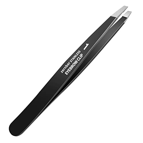 Eyebrow Tweezers for Women ZERNBER Best Precision Tweezers for Men Chin Hair Professional Tweezer for Facial Hair Remover - color: 1 Pack (Black-slant)