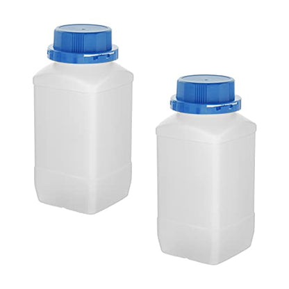 Othmro 2Pcs 34oz Plastic Bottles - 1000ml Wide Mouth Square Bottles with Blue Anti-theft Cap for Lab, Chemical Reagent, Food Stores - color: 2Pcs 33oz Blue