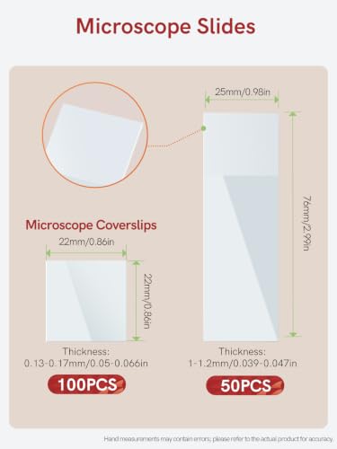 Microscope Slides and Coverslips Set, Pre-Cleaned Optical Glass - color: Single Frosted Edge