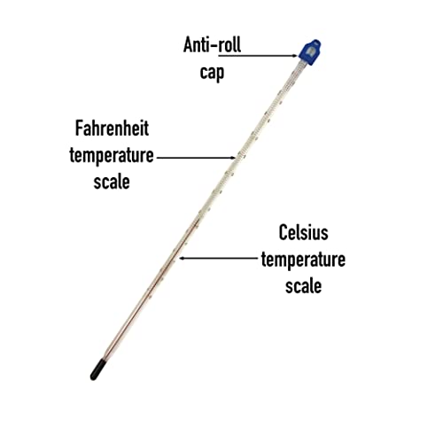 Glass Thermometer -10 to +110C 300 mm for Measuring Water and Liquids