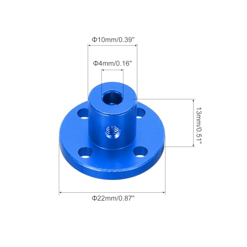 MECCANIXITY 4pcs 4mm Bore Rigid Blue Flange Coupling Connector Aluminum Motor Bearing Shaft Mounting Hub with Wrench for DIY RC Model Motors - color: Blue, size: 4mm