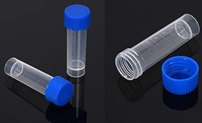 50 Pack 5ml Cryo Tubes，Plastic Graduated Vial Tube with Screw Caps,Small Test Sample Bottles Tubes Container with Lid，PP Material ，with Silica Gel Gasket (51) Bagged Orange