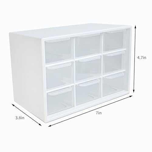 9 Drawer Plastic Organizer Box, Jewelry & Bead Containers, Teacher & Tackle Box Organizer for Small Hardware, Sewing Supplies, Fishing Tackle & Miniature Collectibles