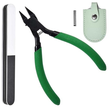 Model Nippers 4.3 Inch Cutter Making Tools Ultra-thin Single-edge Model Tools for Beginners Building Repairing and Fixing Miniature with Sanding Strip Replacement Spring and Leather Case