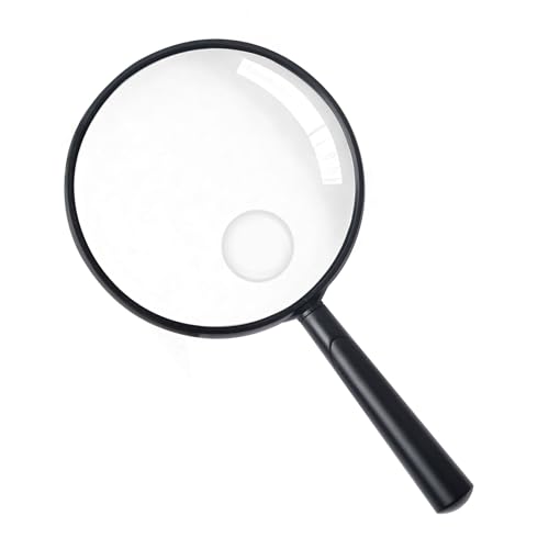 Feosky Handheld Reading Magnifier, 10X Magnifier, 110mm Shatterproof Lens, Adults Close Work Non-Slip Handle for Seniors Reading and Nature Exploration(Black) - color: Black, size: 110mm