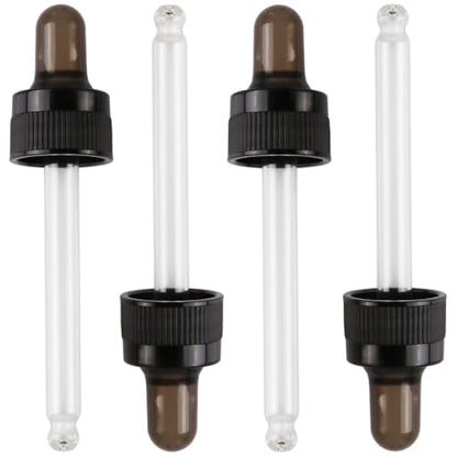 4-Pack 1 oz (30ml) Glass Dropper Tops for Essential Oil Bottles (18-415 Neck) - Round Tip, Made in Taiwan with SILASTIC™ RBL-9200-50 Silicone for Chemical Stability & Essential Oil Resistance - style: 1 oz (30ml) Round Tip
