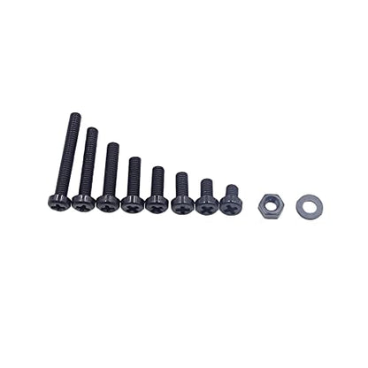 Metric M4 Nylon Phillips Pan Head Screws Nuts Flat Washers Assortment Kit (Black-M4) - color: Black-M4