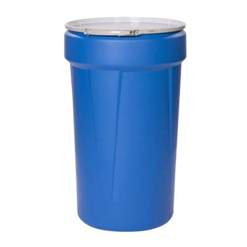 Eagle Plastic Drum, 55 Gallon Drum, DOT Compliant, Made in USA, Blue - color: Blue, size: 55 Gallon, style: Metal Lever-Lock