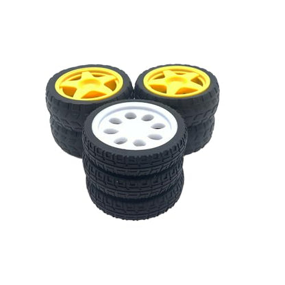 8PCS TT Motor Wheels Smart Car Rubber Tire Wheel for Smart Car Robot Wheels Replacement Part Robot DIY Kits (Mix Color 1)