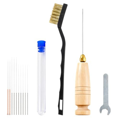 3D Printer Nozzle Maintenance Kit,3D Printer Nozzle Cleaning Kit Includes Handle Cleaning Needle,Diameter 1.6mm,10 Stainless Steel Nozzles Cleaning Needles with Storage Box,Copper Wire Brush & Wrench
