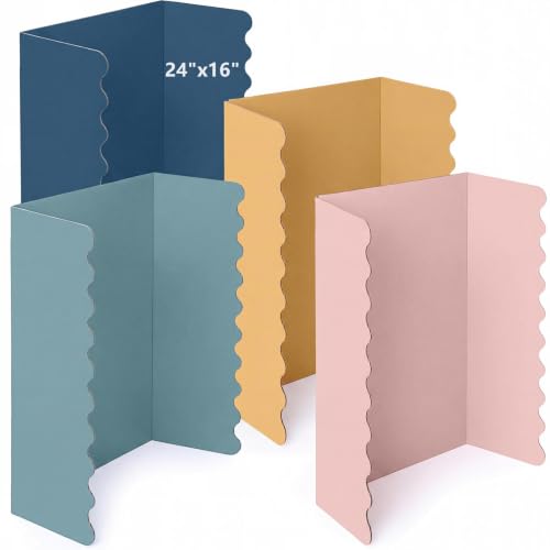 Mooliwe 24" X 16" 4 Pack Scalloped Trifold Poster Board, Boho - color: Boho, size: 24" X 16"