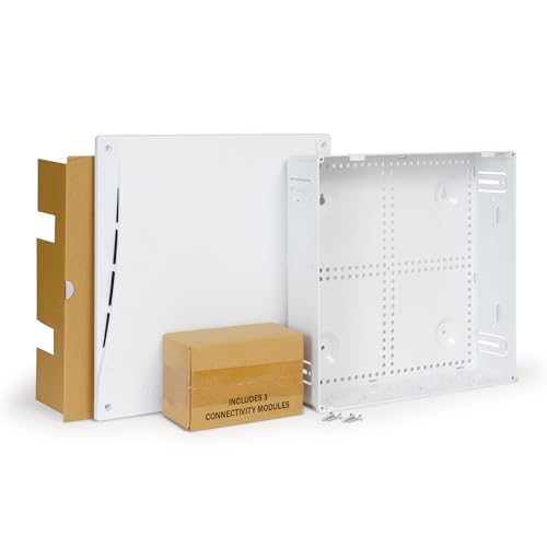 ICC 14-Inch Structured Wiring Enclosure Kit with Cover, White, 1-Pack - color: Voice/Data/Video Combo, size: 14-inch