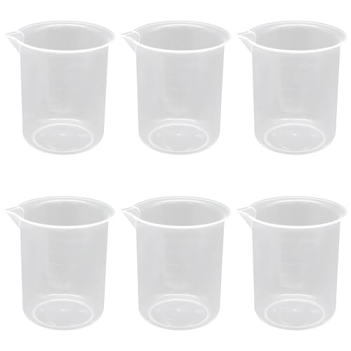 Waziaqoc 200ml/6.8oz Plastic Graduated Beaker, 6 Pack - size: 3.34 x 3.14 Inch