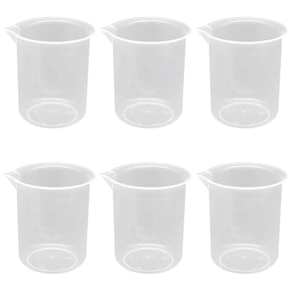 Waziaqoc 200ml/6.8oz Plastic Graduated Beaker, 6 Pack - size: 3.34 x 3.14 Inch