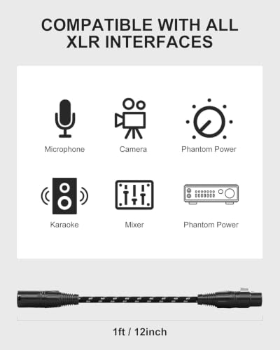XLR Cables 10FT 2 Pack, Low Noise Braided Shielded Microphone Cable - color: Black-White, size: 9.9 Feet