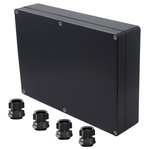 Project Box ABS Black Electrical Boxes IP65 Outdoor Waterproof Box Electronic Junction Box Power Enclosure with Cable Glands for DIY Project 10.35 x 7.17 x 2.36 inch (263x182x60mm) - size: 10.35“x7.17”x2.36“