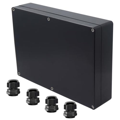 Project Box ABS Black Electrical Boxes IP65 Outdoor Waterproof Box Electronic Junction Box Power Enclosure with Cable Glands for DIY Project 10.35 x 7.17 x 2.36 inch (263x182x60mm) - size: 10.35“x7.17”x2.36“
