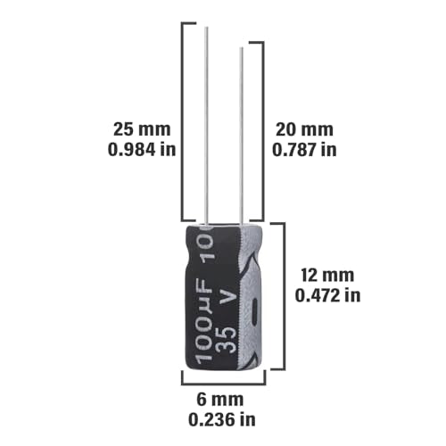 100uF 35V 6x12mm Electrolytic Capacitor 100 UF MFD 35 Volt 0.24x0.47in Aluminum Capacitors (Pack of 15) - style: 100uF 35V 6x12MM