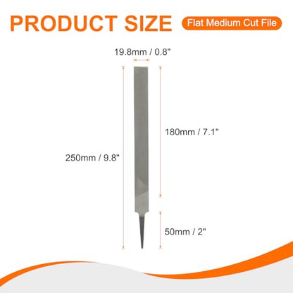 HARFINGTON Flat Medium Cut File 8" Double Cut Teeth High Carbon Steel Hand Rasp File without Handle for Metal Wood Deburring Removing - size: 8", style: Medium