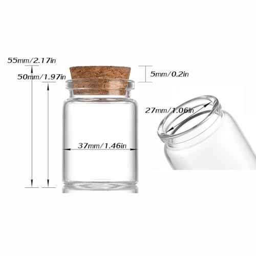 8 pcs 35ml Small Glass Bottles with Cork Stopper Christmas Ornaments,Wishing Bottle 37x50mm(1.46x1.97inch) - size: 37x50mm(1.46x1.97inch)