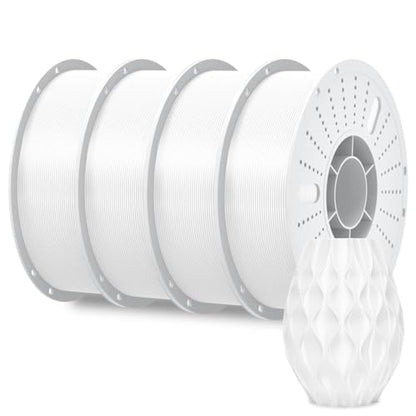 PINBALL PETG 3D Printer Filament 1.75mm High Precision Durable Moisture-Proof Strong Filament Mith Better Flow Dimensional Accuracy +/- 0.02mm Suitable for Most FDM 3D Printers 4 Kilograms White - color: 4white, size: PETG-4kg