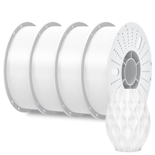 PINBALL PETG 3D Printer Filament 1.75mm High Precision Durable Moisture-Proof Strong Filament Mith Better Flow Dimensional Accuracy +/- 0.02mm Suitable for Most FDM 3D Printers 4 Kilograms White - color: 4white, size: PETG-4kg