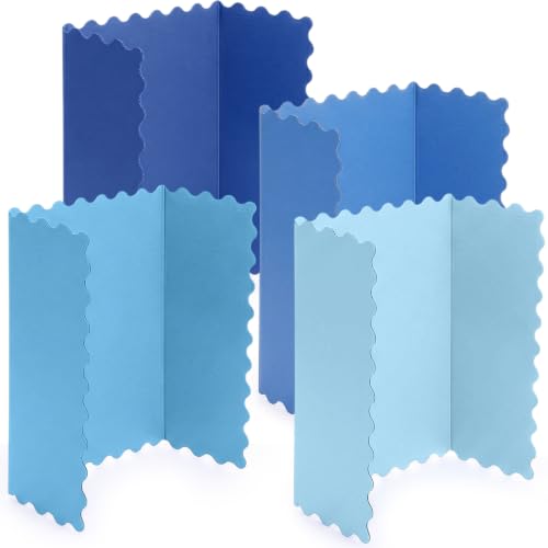 Mooliwe 4 Pack 24" x 16" Trifold Poster Board Scalloped, Blue - color: Blue, size: 24" X 16"