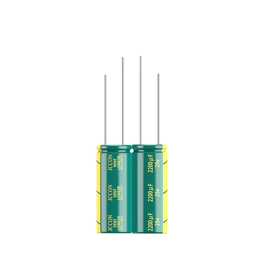 5-Pack 25V 2200uF Premium Quality Low ESR Electrolytic Capacitors 10x25mm (0.4x0.99in), 25Volt 2200MFD High-Frequency Caps with Superior Performance