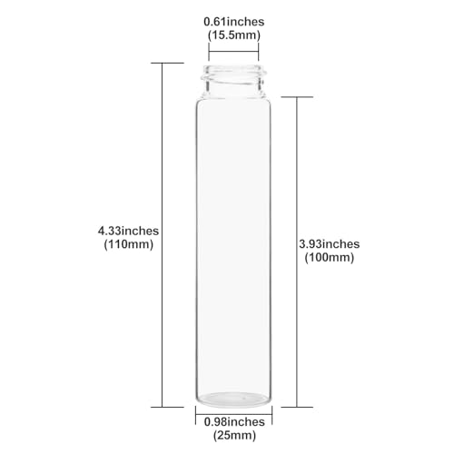 6PCS 40ml Clear Glass Flat Test Tubes with Screw Caps and Plastic Stoppers - color: with Aluminium Caps, size: 40ml