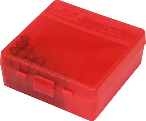 MTM 100 Round Flip-Top Ammo Box 38/357 Cal (Clear Red) - color: Clear Red