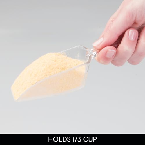 iDesign Large Plastic Scoop Measuring Cups – Set of 4, Pet Food, Coffee Grounds, Versatile Scoop, 2.25" x 1.25" x 6.5", 1/3 Cup, Clear - color: Clear, size: One Size