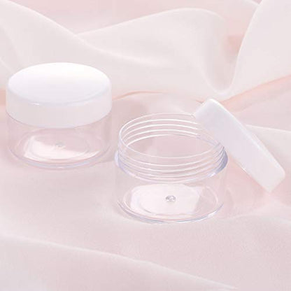 100 Count Empty Makeup Jars 15g Cosmetic Containers with Lids Leak Proof Sample Containers Refillable Plastic Containers - White - color: White, size: 15g (100 Count)