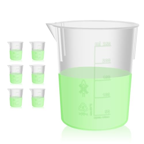 Utile Plastic Beaker Set with spout, 6pcs of Vol.250ml, PP Material, with Molded Graduations, 4081.0250.6 - style: 6pcs of Vol.250ml, Molded Graduations