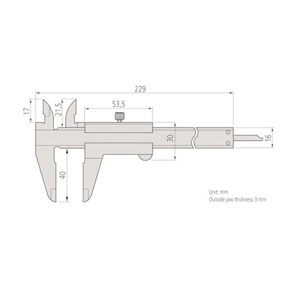 Mitutoyo 530-312 Vernier Calipers, Stainless Steel, for Inside, Outside, Depth and Step Measurements, Metric, 0"/0mm-150mm Range, +/-0.03mm Accuracy, 0.02mm Resolution, 40mm Jaw Depth