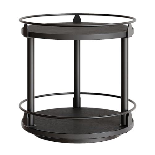 YATINEY Lazy Susan Organizer, Rotating Spice Rack, 2 Tier Spice Turntable Organizer, Industrial Turntable Spice Holder, for Kitchen Countertop and Cabinet, Compact and Versatile, Black SR22BK - color: Black, size: 10.2"L x 10.2"W x 11"H