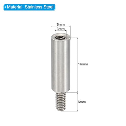 PATIKIL 24pcs M3 Standoffs, M3 16+6mm Spacer Standoffs Steel Threaded Standoffs Screws Kit 3mm ID 5mm OD Metric Male Female Thread Adapters for Circuit Board PCB RC Drones Motherboard - size: 16+6mm L