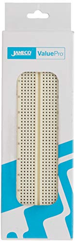 Jameco Valuepro 830-Point Solderless Breadboard, 6.5" x 2.125", 0.1" spread, Ideal for Prototyping and Classroom Projects - WBU-202-R