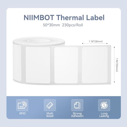 NIIMBOT M2/M3 Thermal Transfer Labels 1.96" x 1.18" (50x30mm) Silver - size: 50*30MM silver