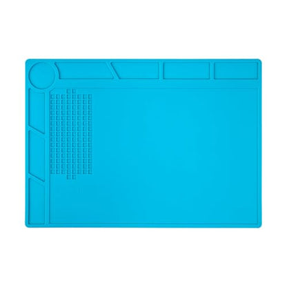 XOOL Heat Resistant Soldering Mat - Blue Magnetic Silicone Work Mat with Scale Ruler and Screw Position, Silicone Soldering Repair Mat for Soldering, Phone, Laptop, Tablet, Watch Repair(13.8''×9.8'') - color: Blue-small