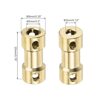 MECCANIXITY 6pcs 3mm to 5mm Brass Shaft Coupling Joint Connector with Screws and Hex Wrench Flexible Motor Shaft Coupler for Car Wheels Tires Shaft Motor - size: 3mm to 5mm